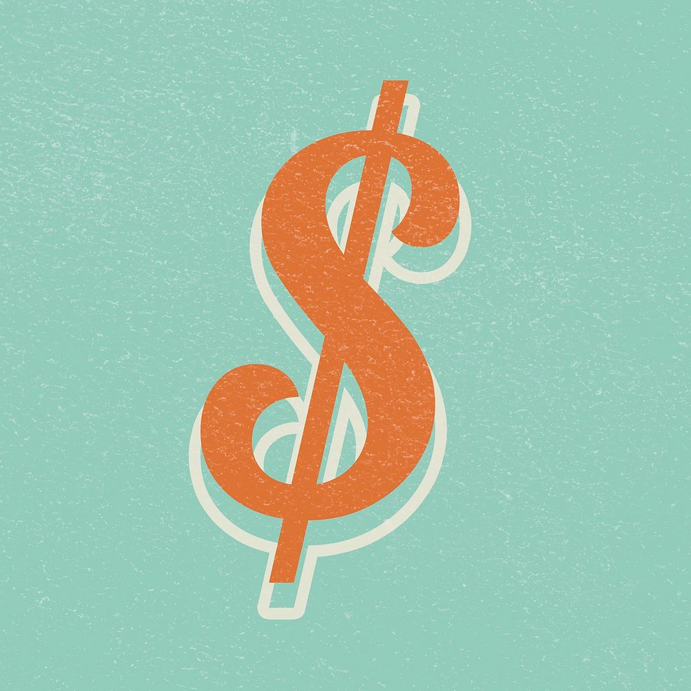 Retro dollar sign $ typography vintage bold font