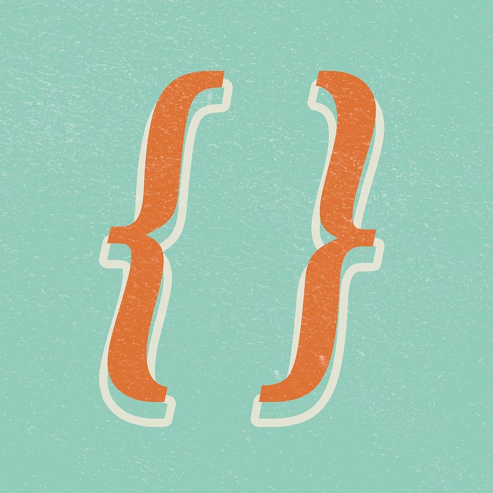 Curly brackets vintage symbol typography icon