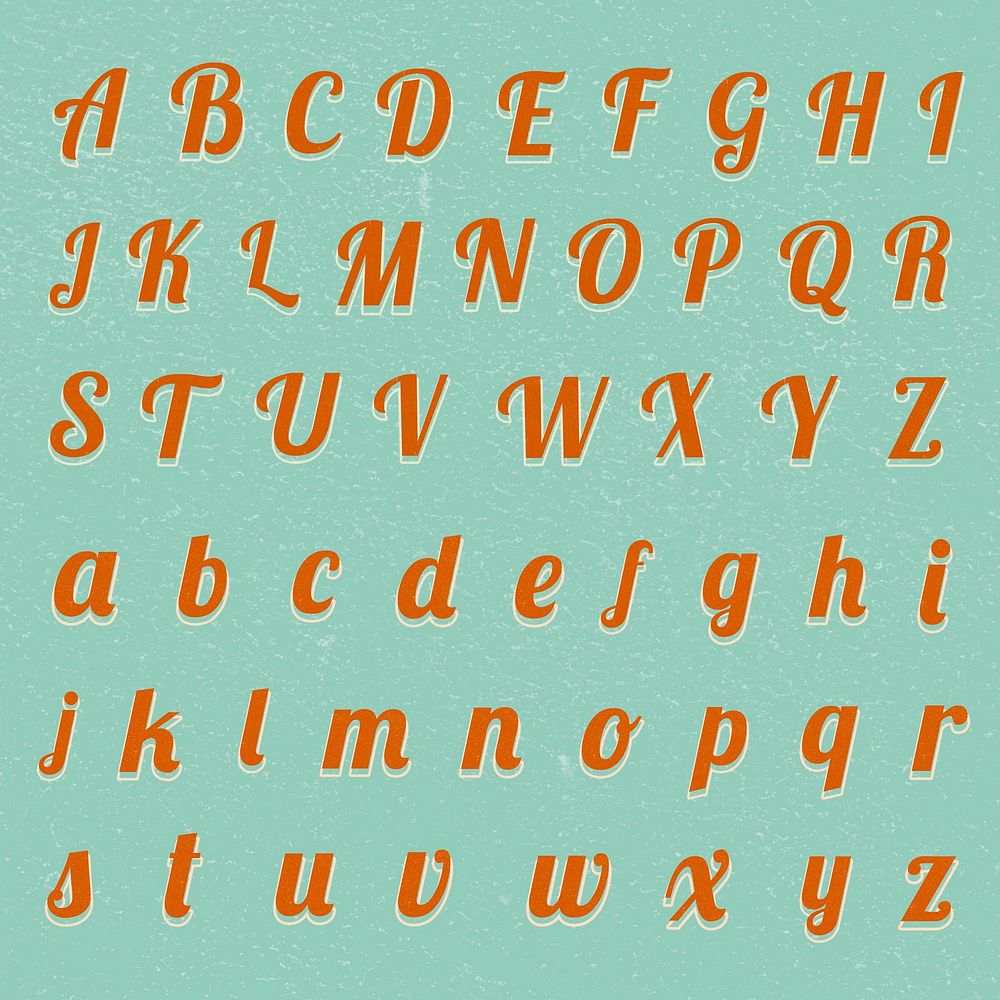 Psd A-Z printable retro alphabet bold fonts lettering typography