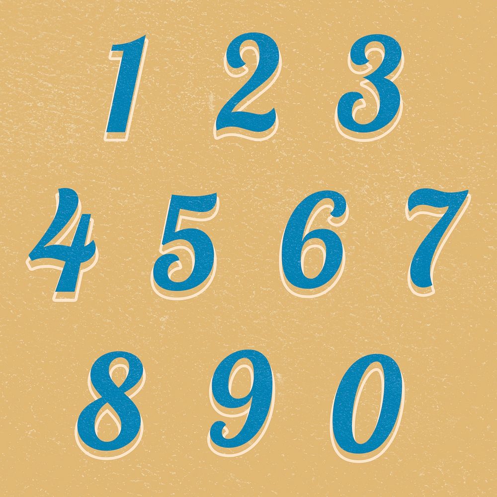 Psd retro numbers set bold typography