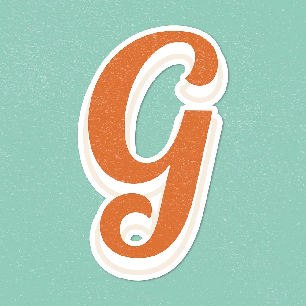 Letter G retro vintage lettering sticker