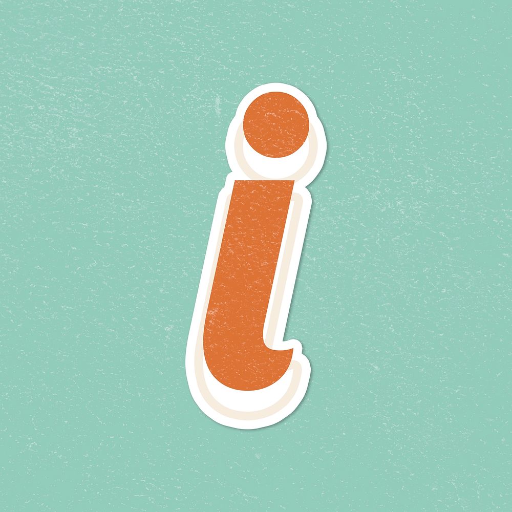 Retro letter I bold typography sticker