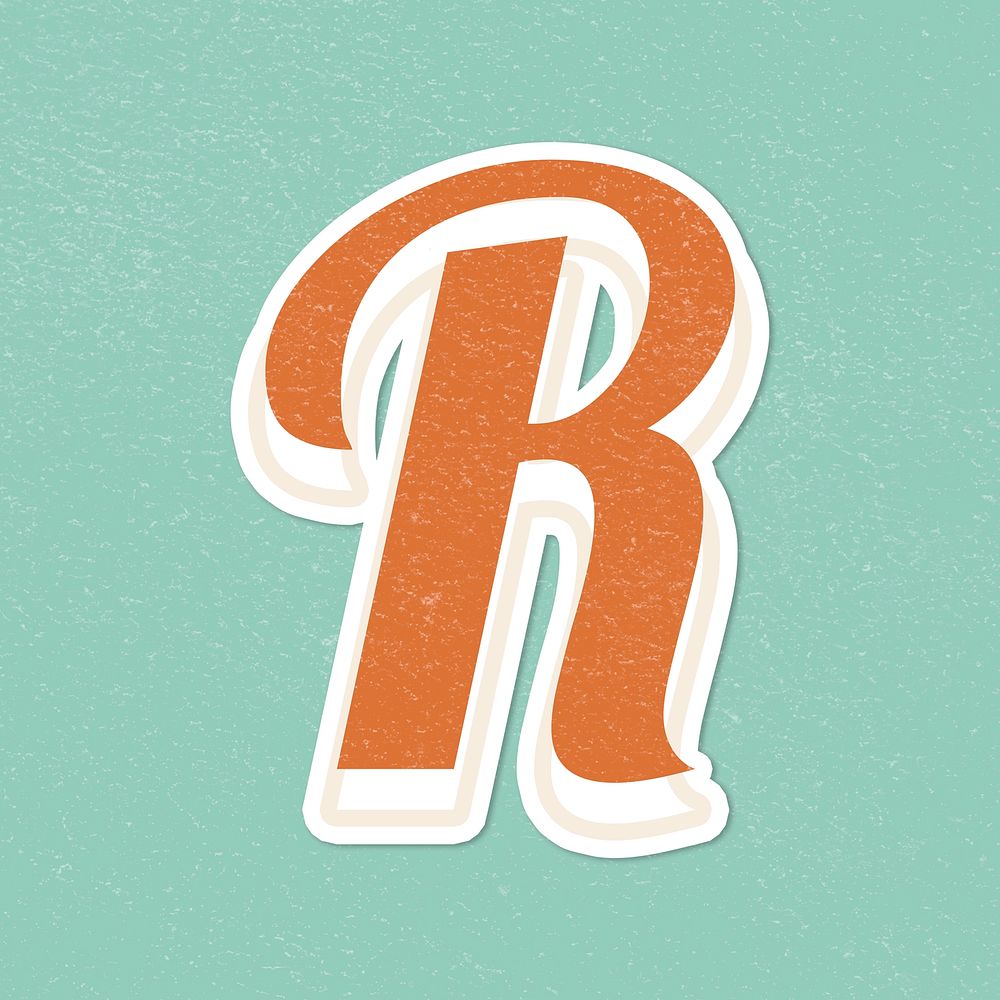 Letter R retro bold font typography and lettering
