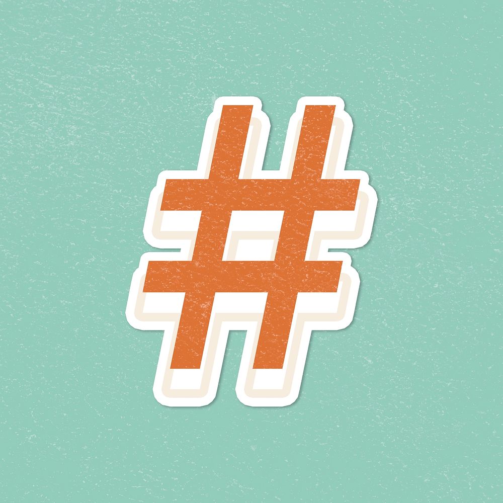 Hashtag number sign vintage font icon sticker