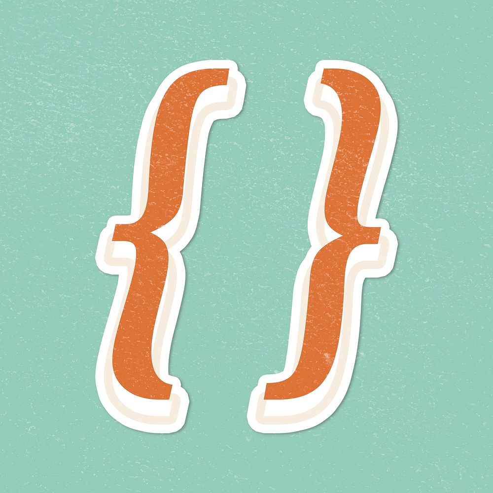 Curly brackets sign lettering icon sticker