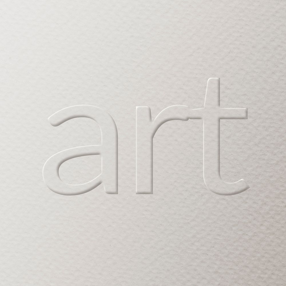 Art embossed text white paper background