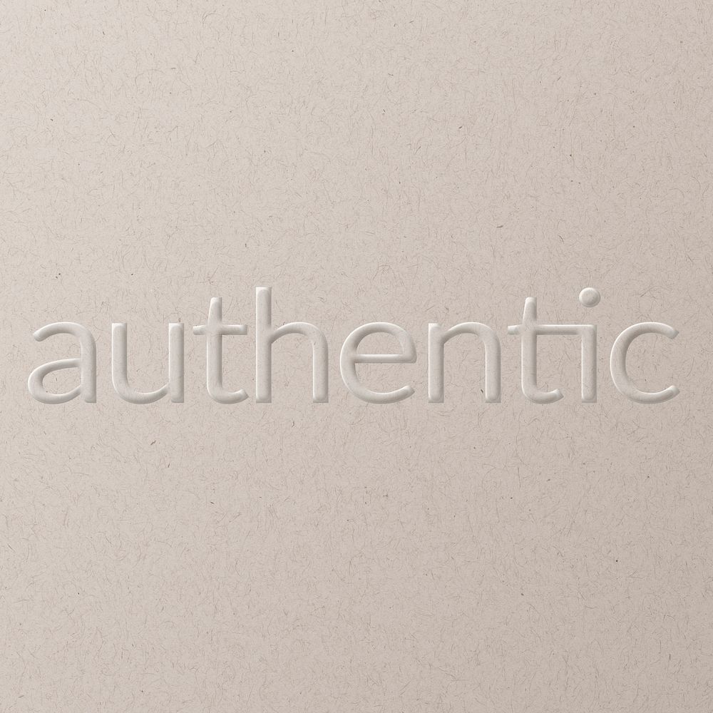 Authentic embossed text white paper background
