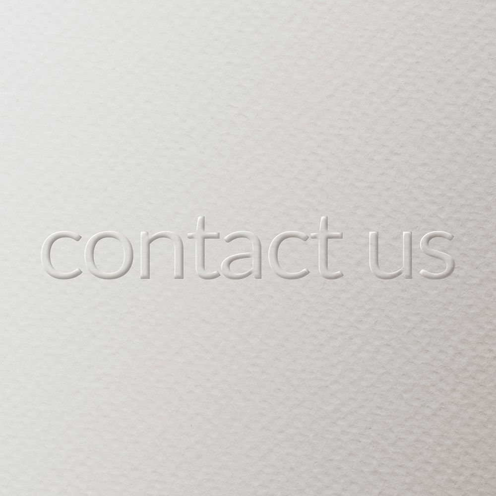 Contact us embossed text white paper background