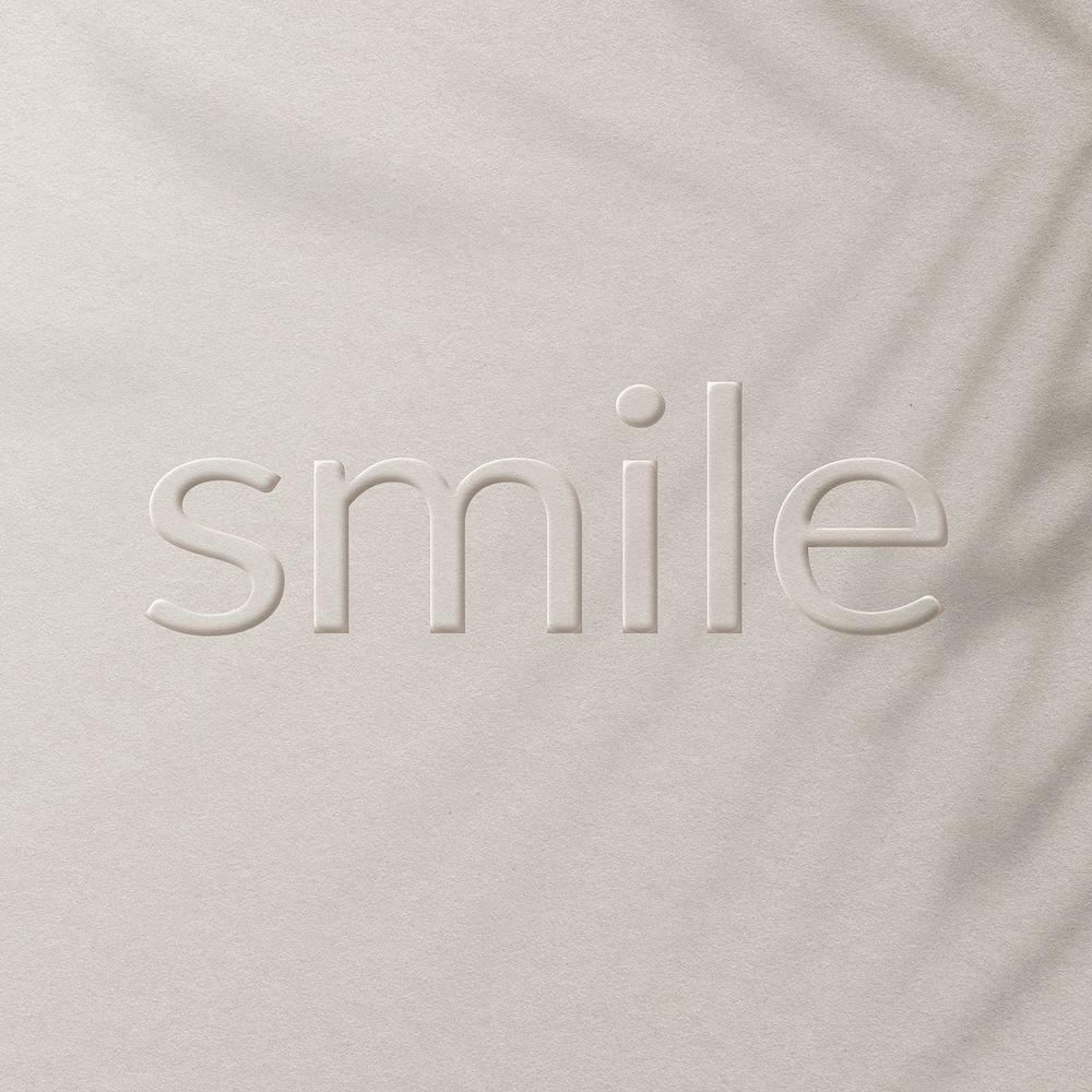 Smile word embossed typography design