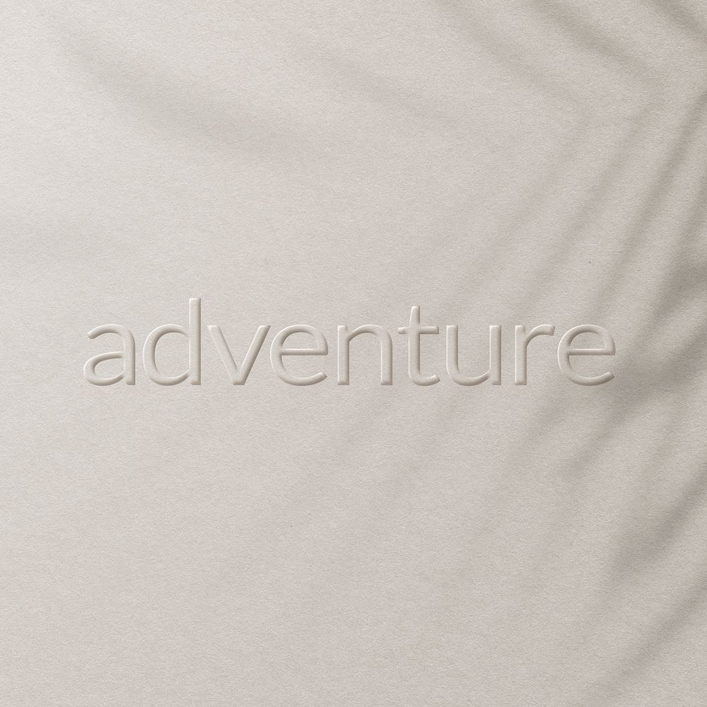 Adventure word letter embossed typography style