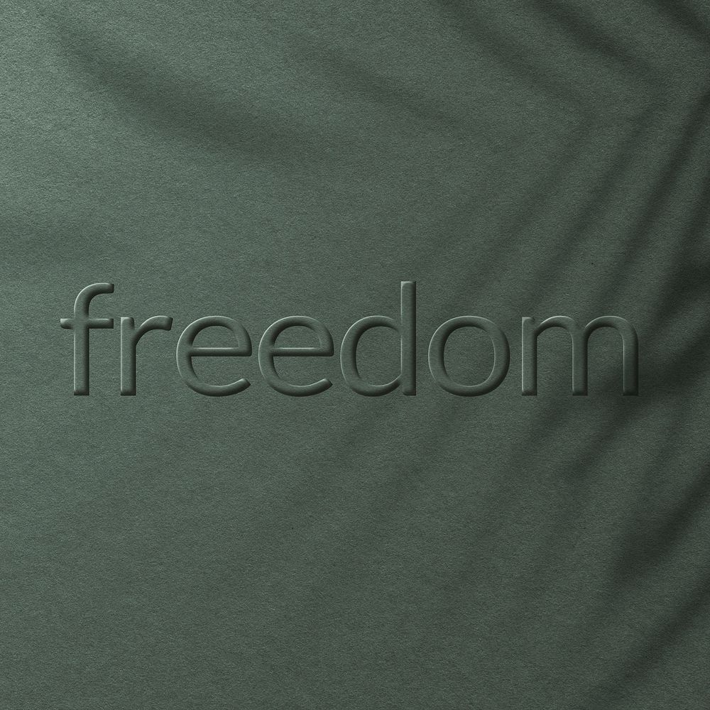 Freedom embossed word typography design