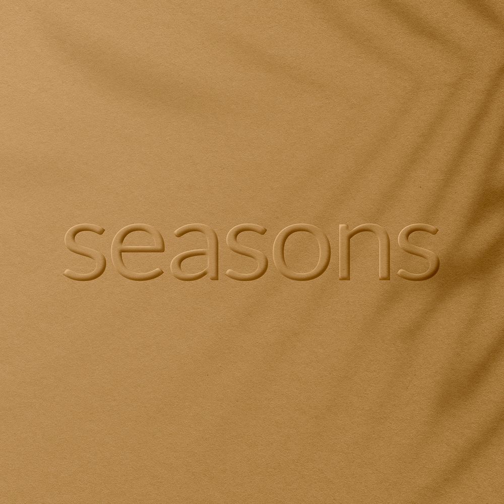 Seasons word embossed concrete colored texture