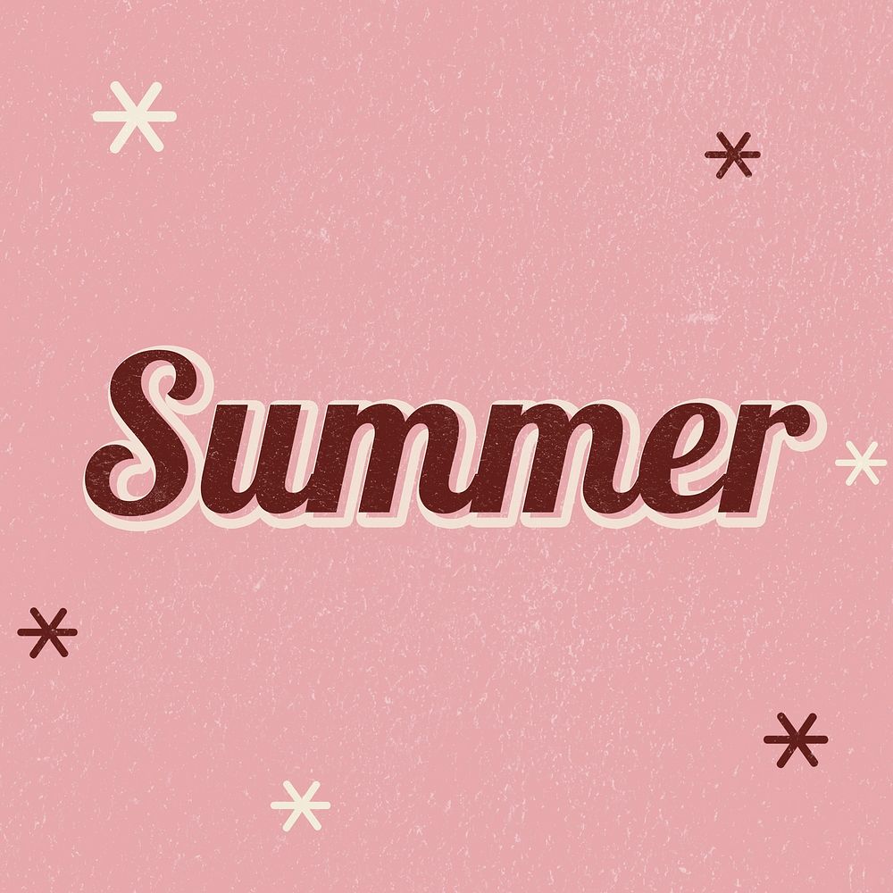 Summer retro word typography on a pink background