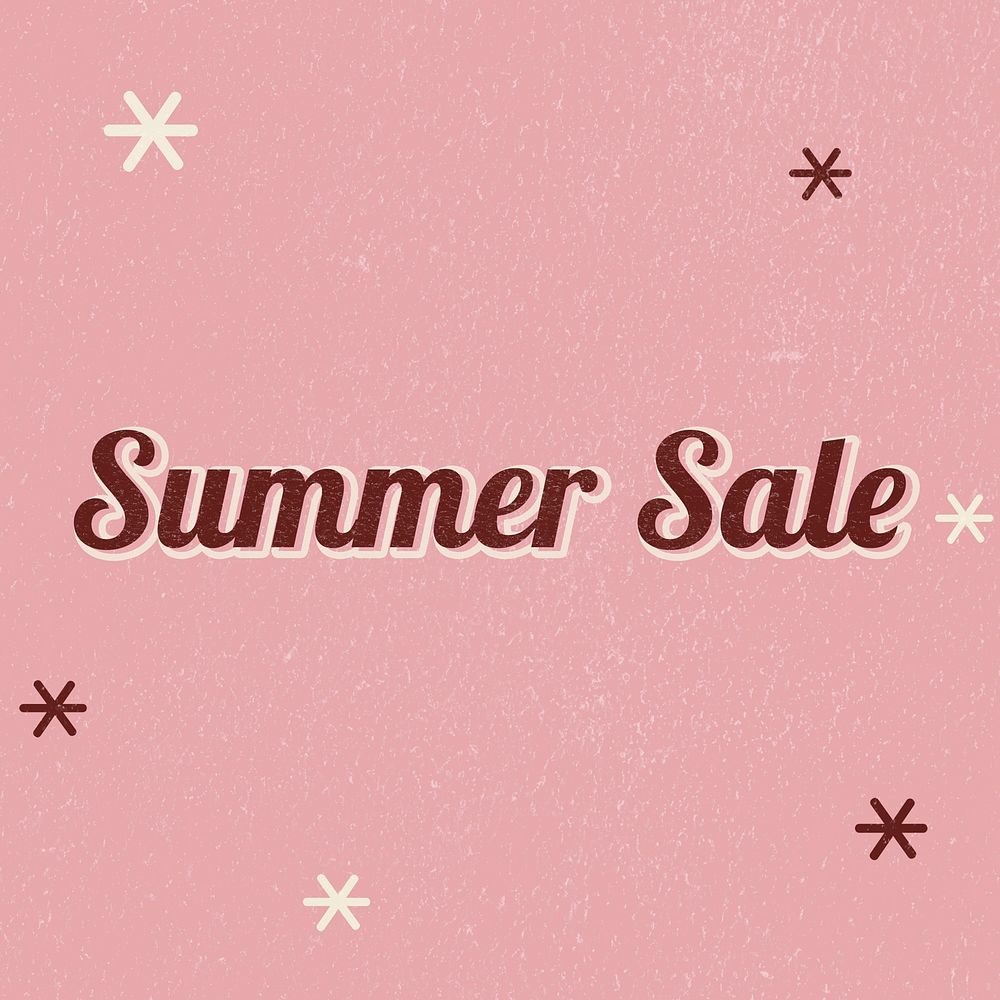 Summer Sale retro word typography on a pink background