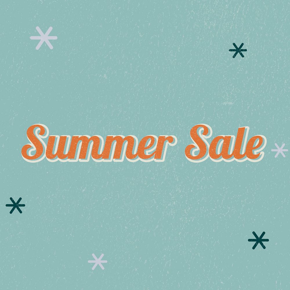Summer Sale retro word typography on a green background