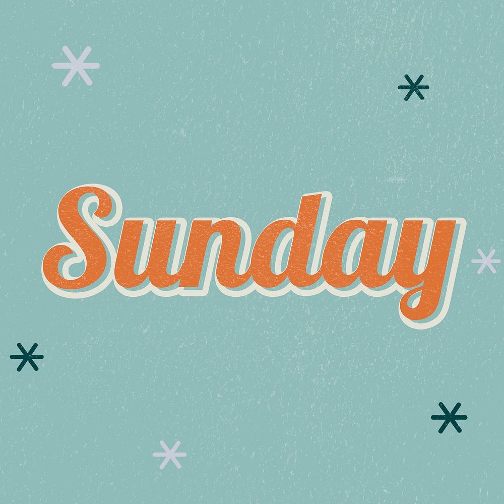 Sunday retro word typography on a green background