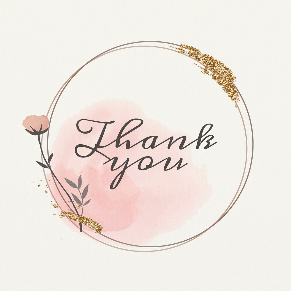 Thank you word floral frame template