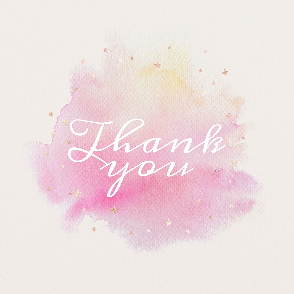 Thank you calligraphy psd on gradient pink