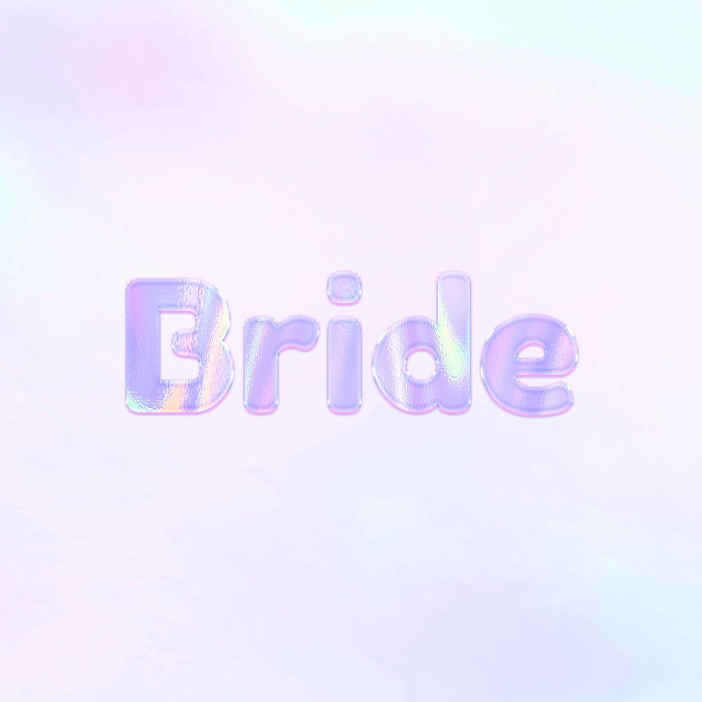 Bride pastel gradient purple shiny holographic lettering