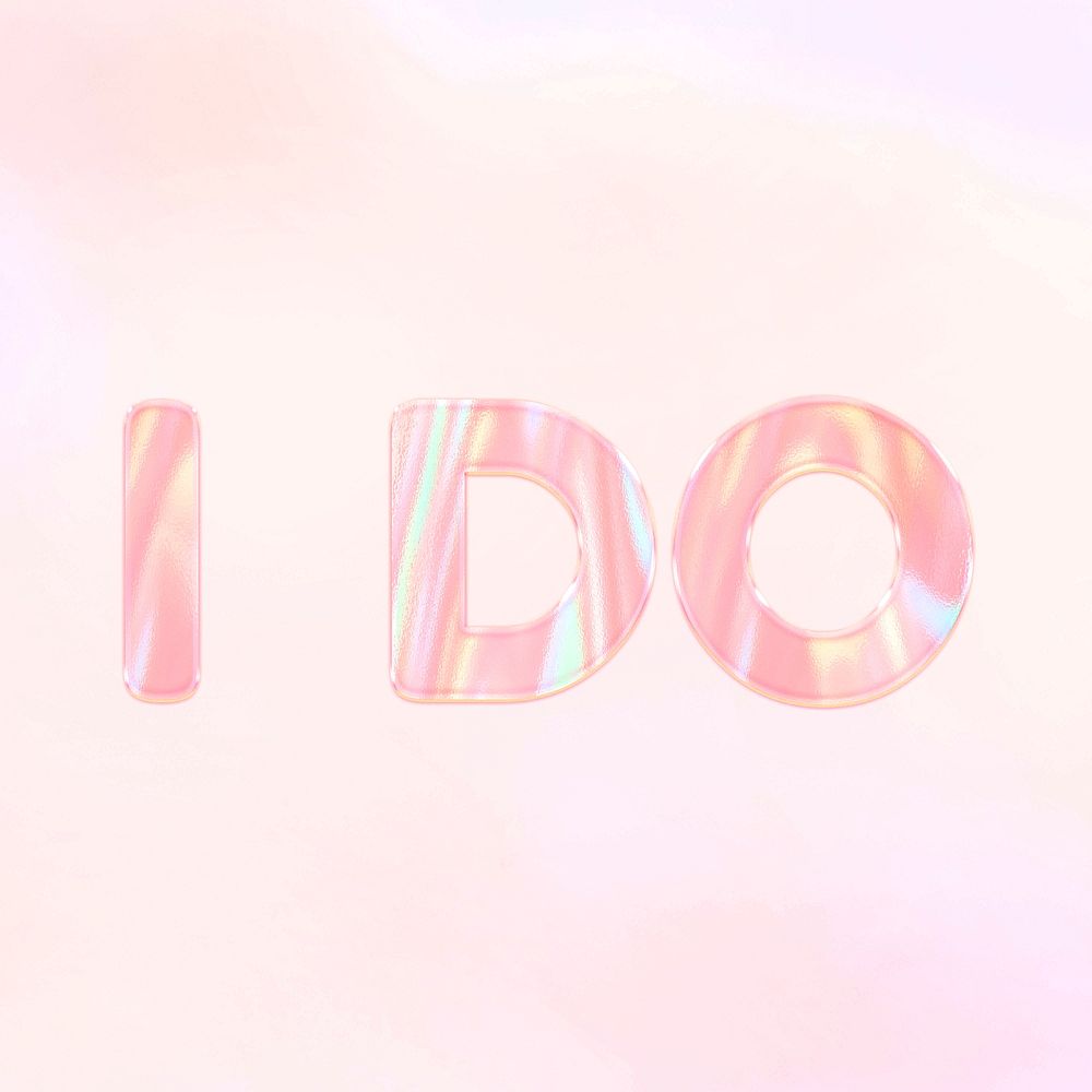 Holographic I do lettering pastel shiny typography