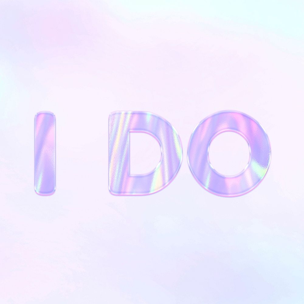 Holographic I do lettering pastel shiny typography