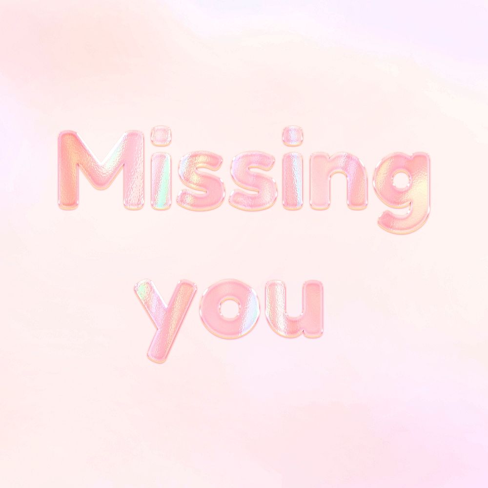 Missing  pastel gradient orange shiny holographic lettering