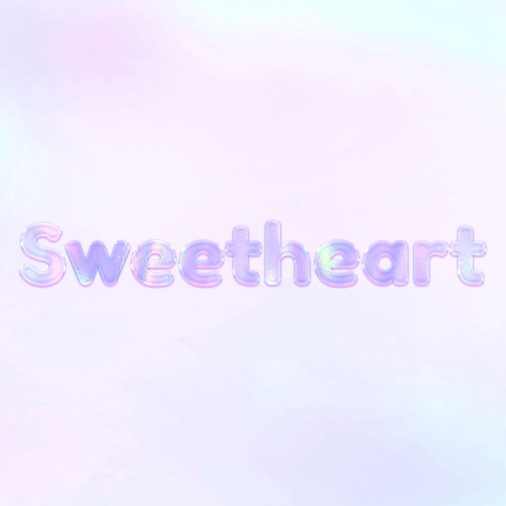 Sweetheart pastel gradient purple shiny holographic lettering