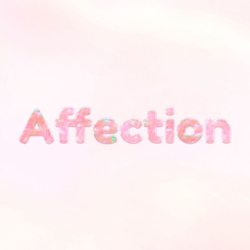 Pastel affection text word art holographic typography