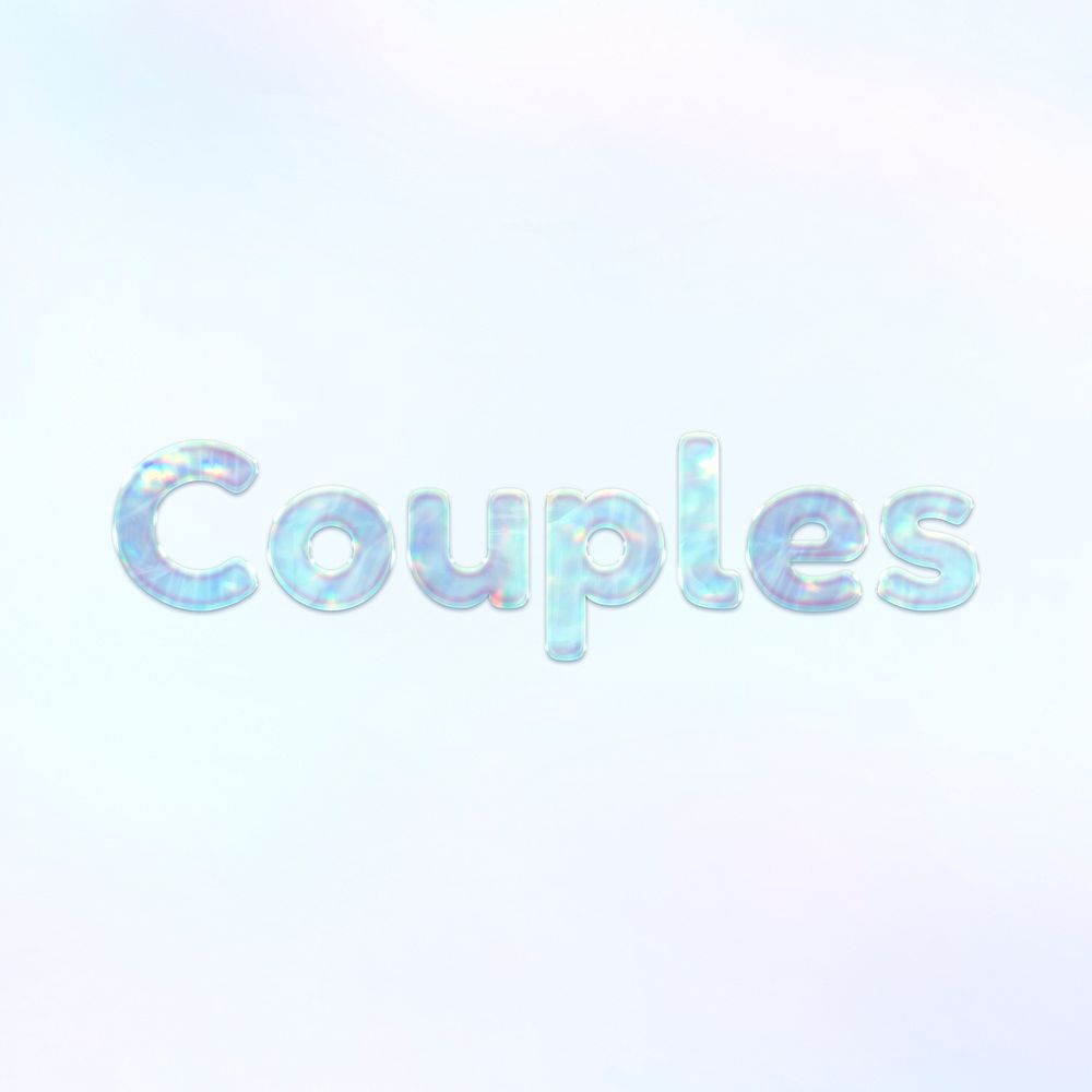 Couples lettering shiny holographic pastel