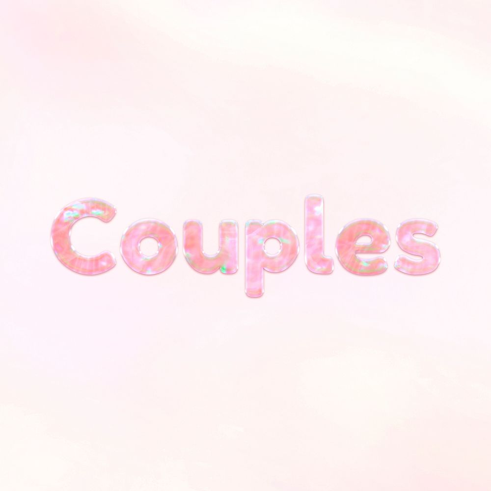 Pastel couples text word art holographic typography