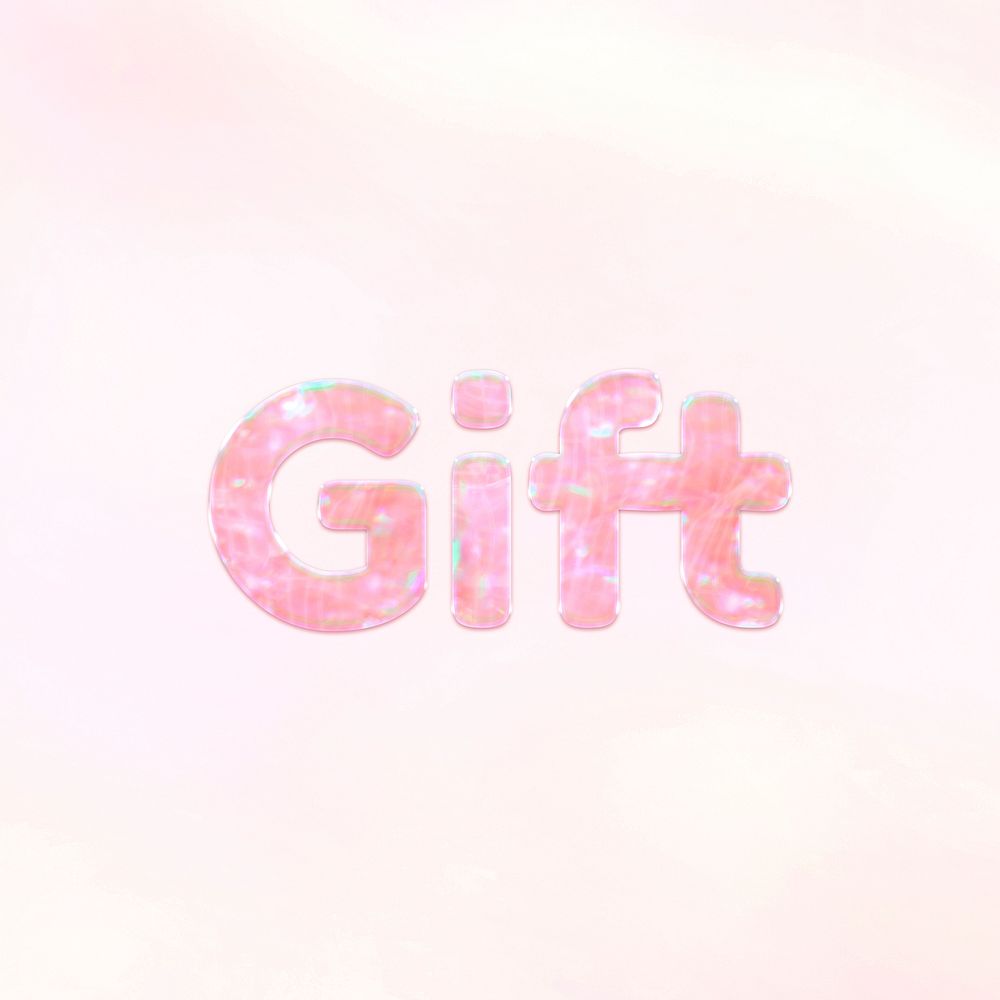 Shiny gift text holographic pastel font