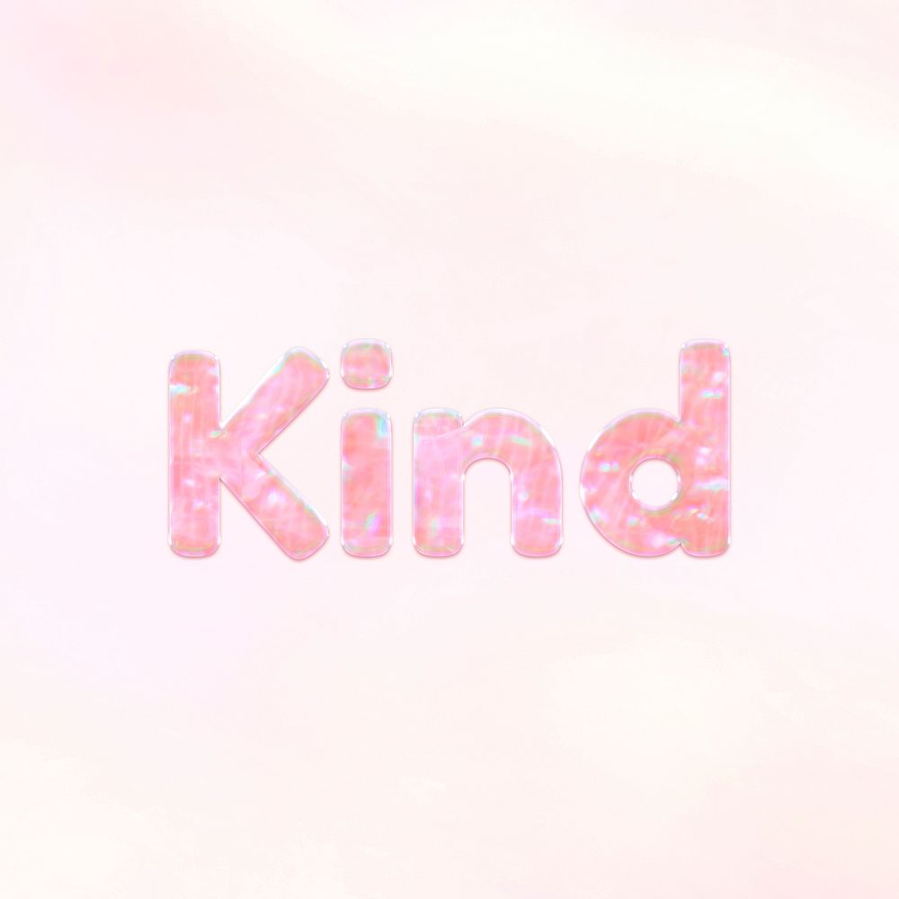 Pastel kind lettering word art holographic typography