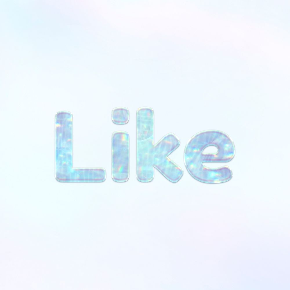 Like text holographic effect pastel blue typography
