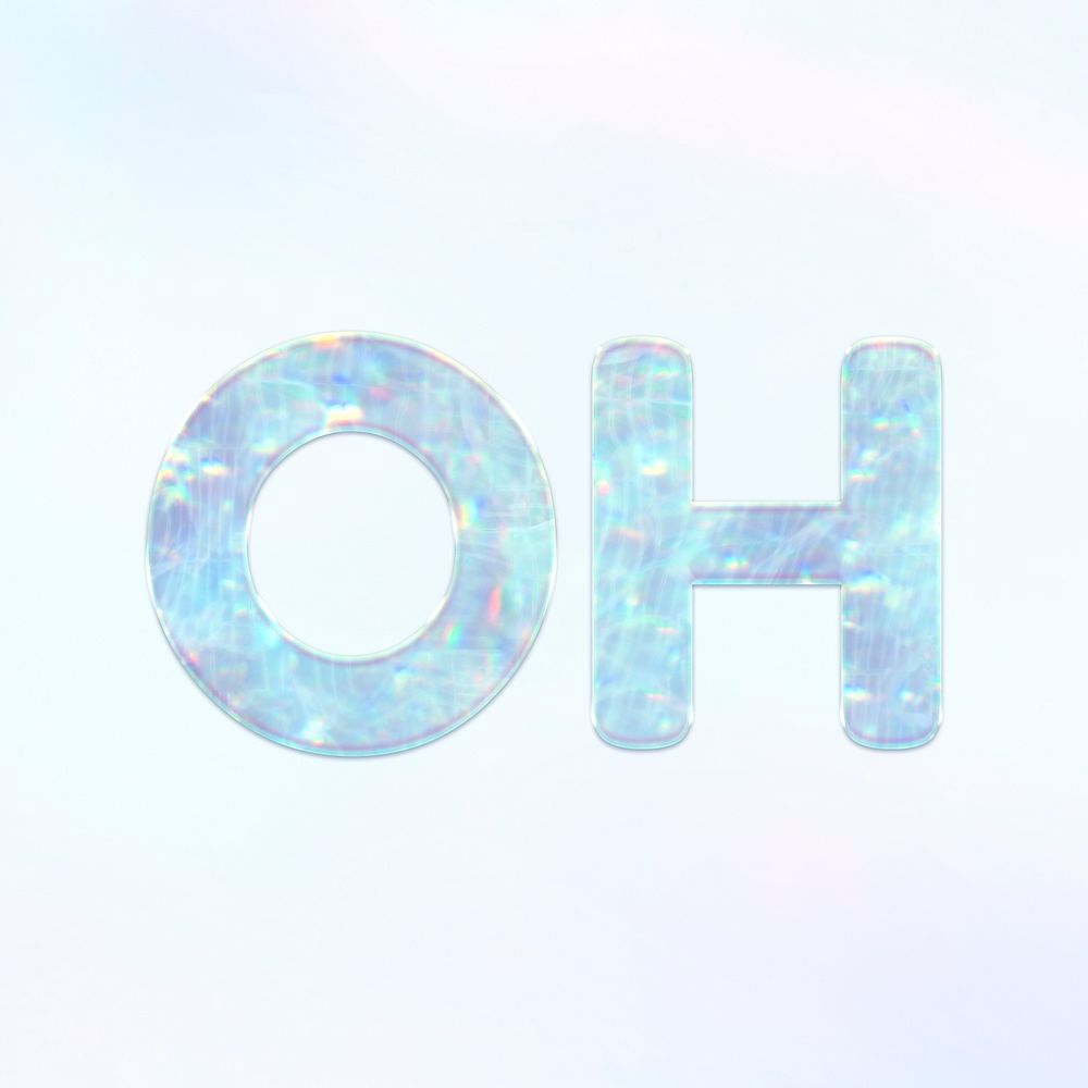 Oh word holographic effect pastel blue typography