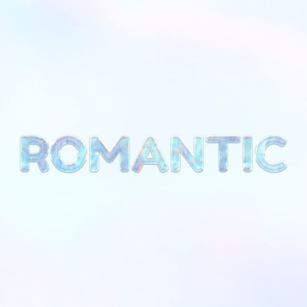 Romantic lettering shiny holographic pastel