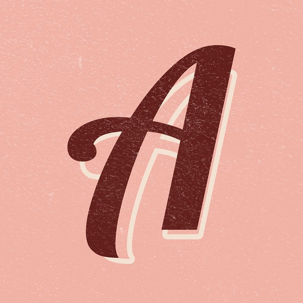 Alphabet letter A vintage handwriting cursive font psd