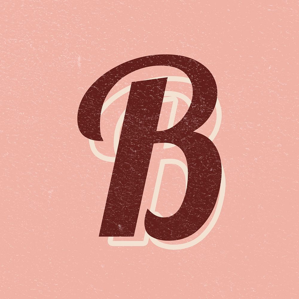 Alphabet letter B vintage handwriting cursive font psd