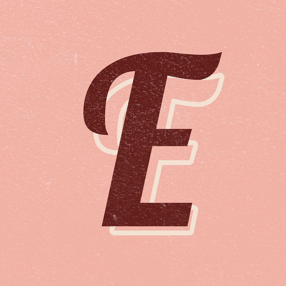 Alphabet letter E vintage handwriting cursive font psd