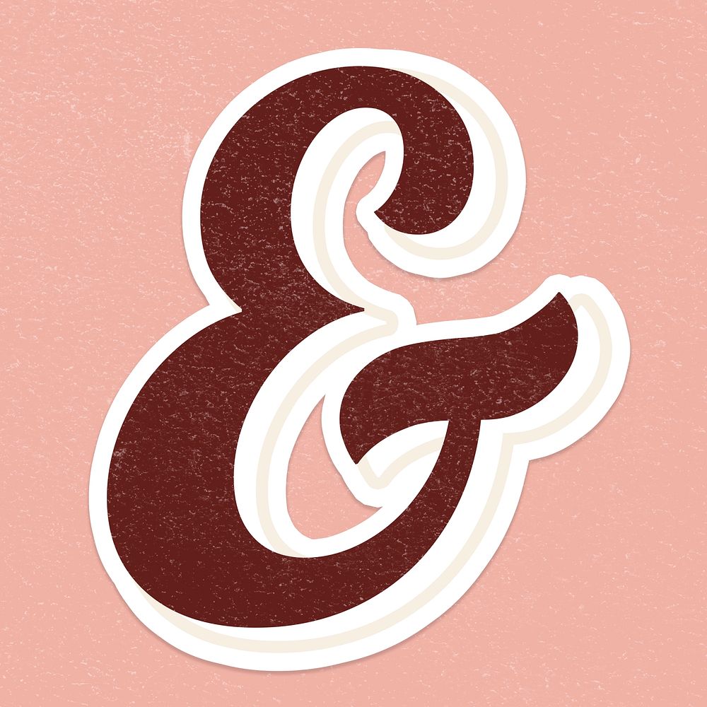 Ampersand  sign symbol icon handwritten lettering typography psd