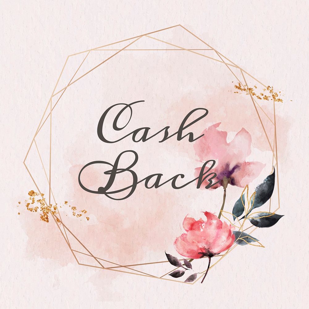 Cash back badge floral frame
