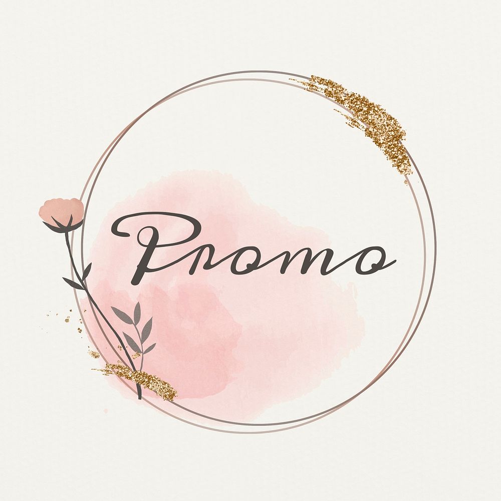 Promo word badge floral frame