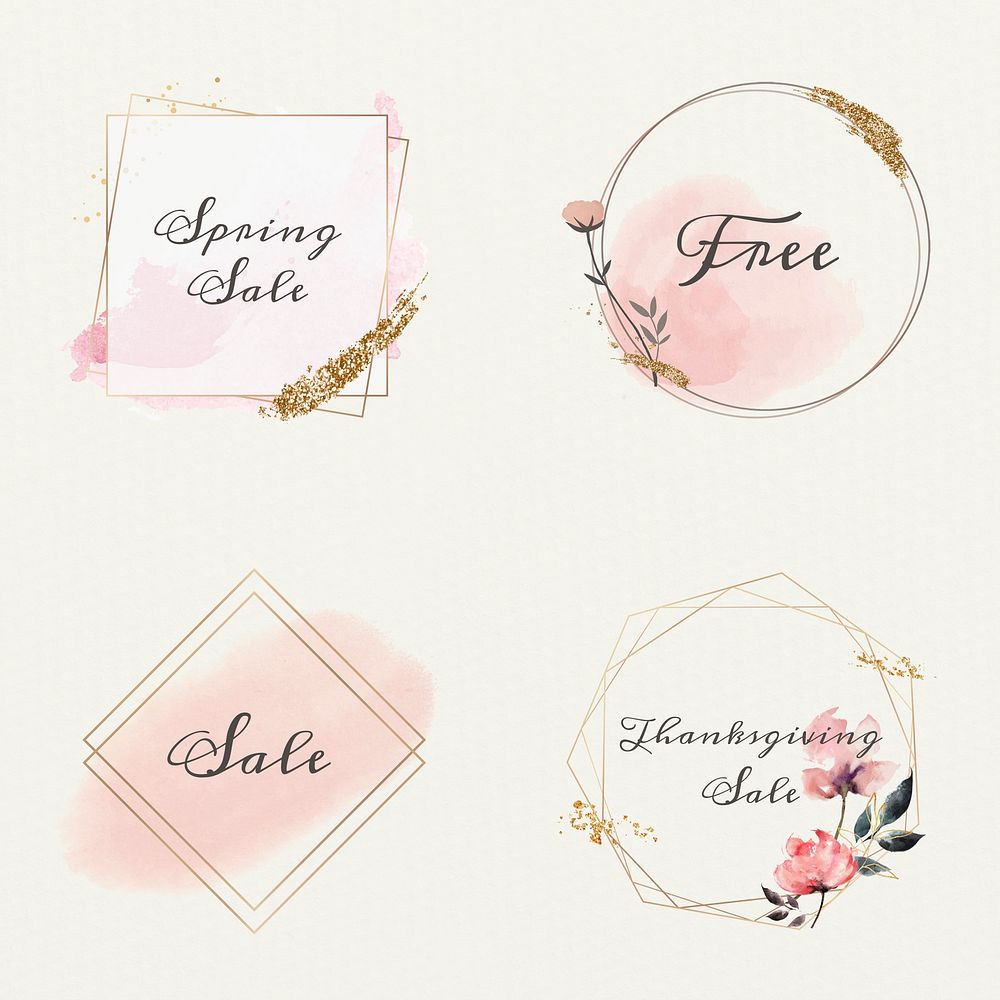 Sale and shopping badge template set feminine frames