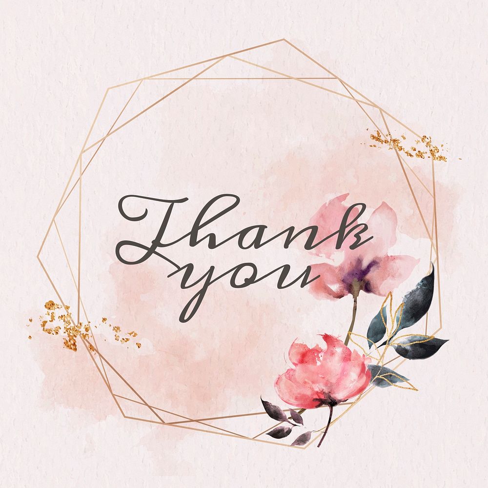 Thank you word floral frame template