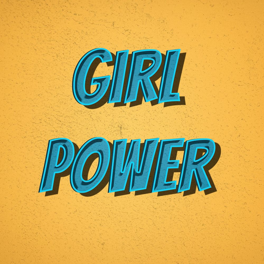 Girl power word retro font style illustration 