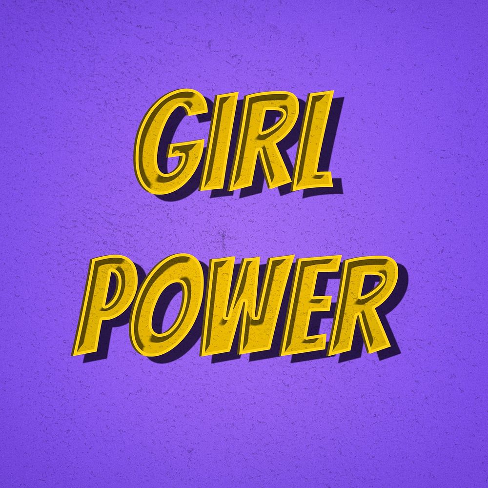 Girl power comic word retro typography