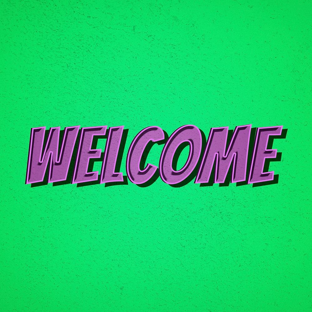 Welcome word comic font retro typography