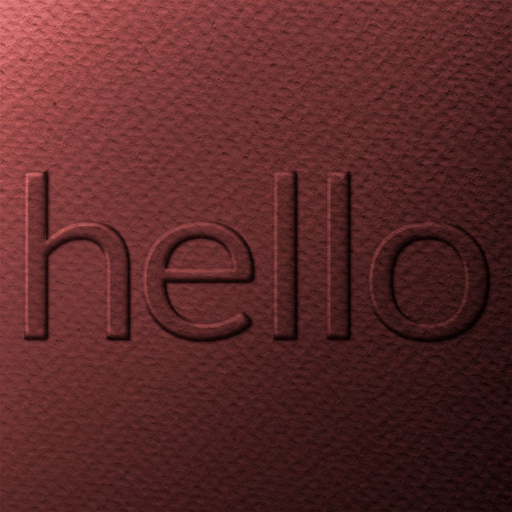 Hello greeting word emboss typography on paper texture