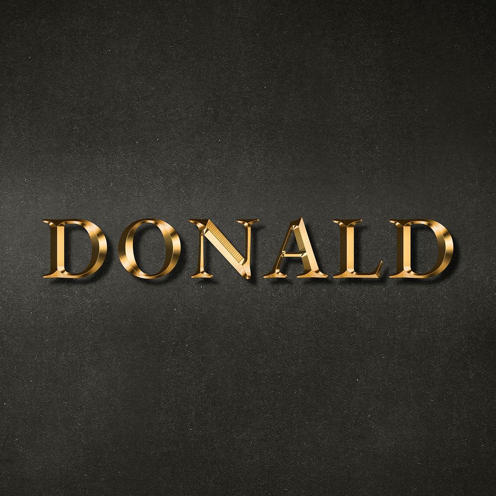 Gold Donald typography on a black background design element
