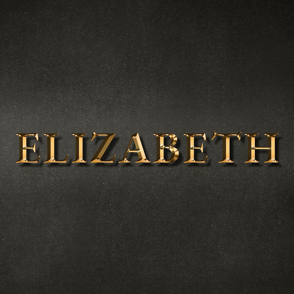 Gold Elizabeth typography on a black background design element