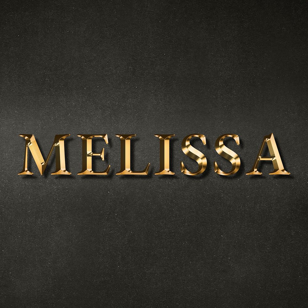 Melissa typography in gold effect design element
